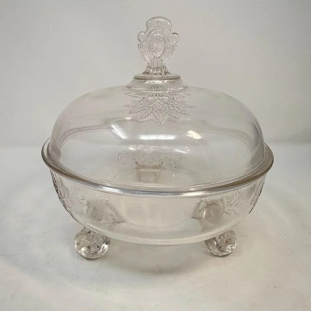 Antique Riverside Glass Works No 4 Grasshopper EAPG Covered Casserole Bowl Lid